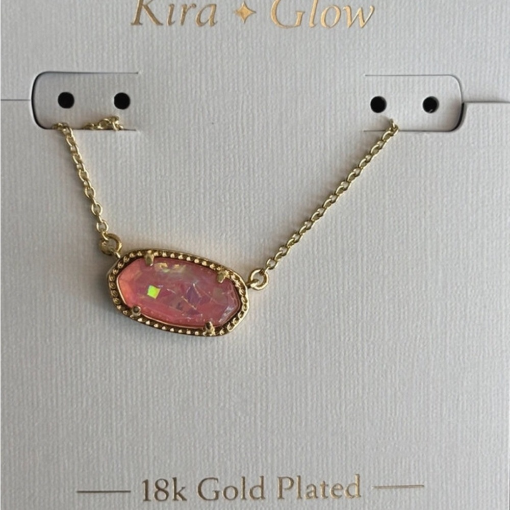 Kira Glow Pink Opalized Pendant Necklace - 18k Gold Plated